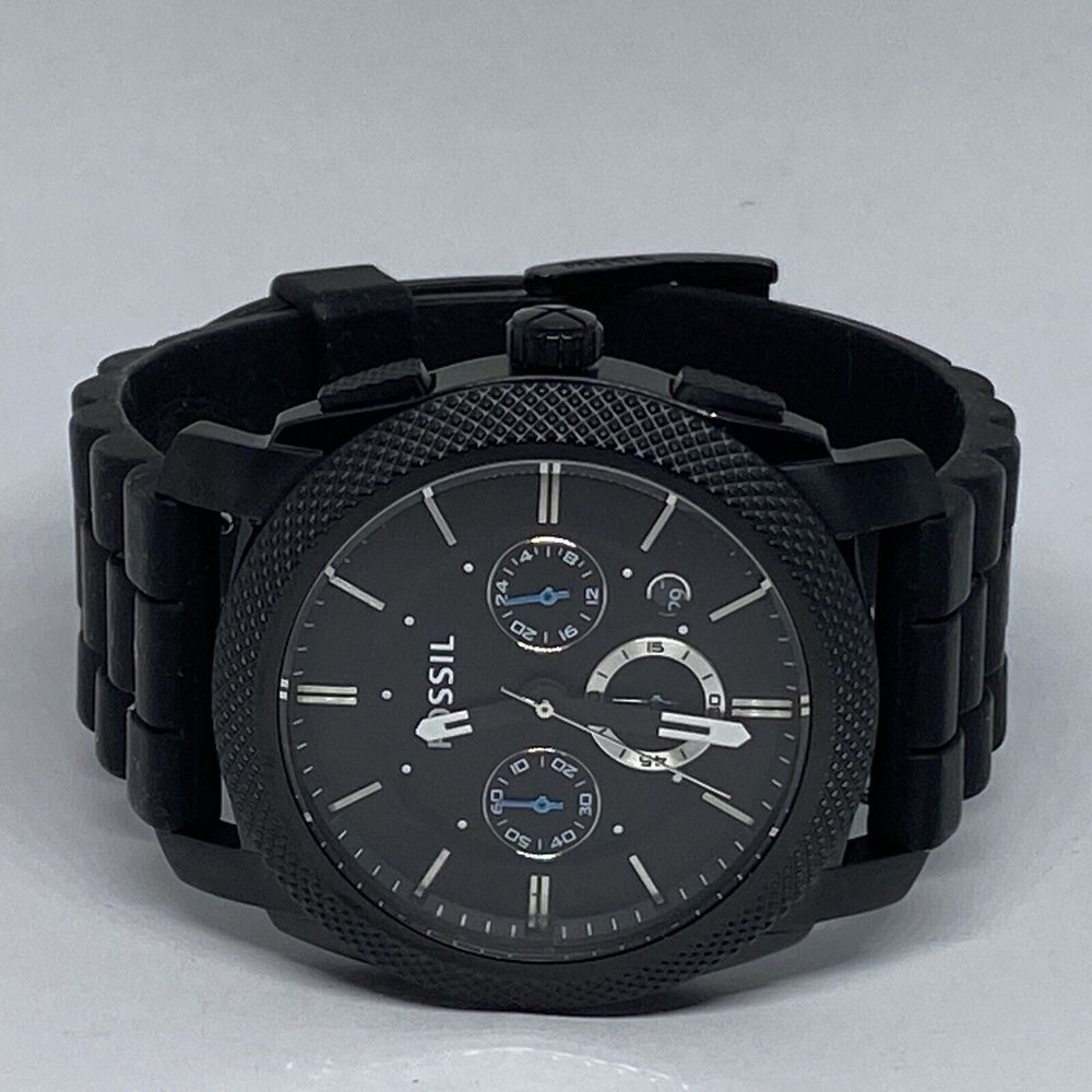 Fossil Machine FS5234 Men Black Resin Analog Black Dial Quartz Wrist Watch WO371 - Picture 7 of 12